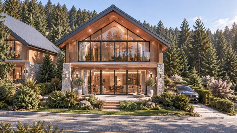 Front view of a villa